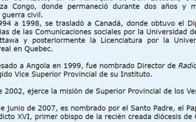 Antonio Jaka, obispo en Angola, periodista SVD
